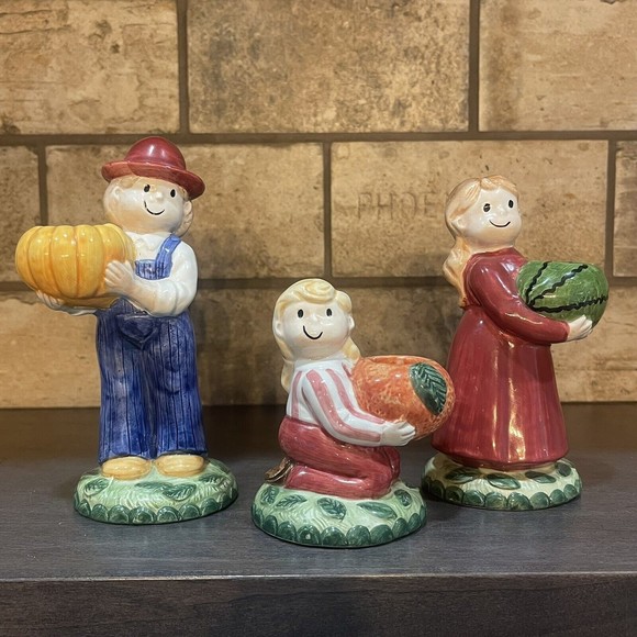 Country Fences by NORITAKE Country Father, Mother,  Daughter  Candlesticks Fall - Picture 1 of 11